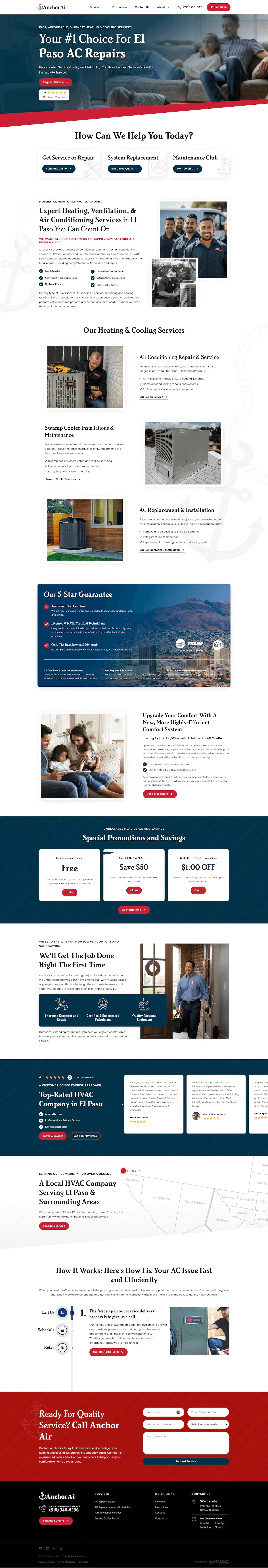 Anchor Air Heating and Cooling — desktop website design and development