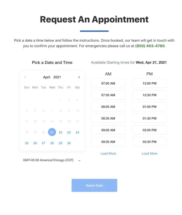 Online website booking system for HVAC websites