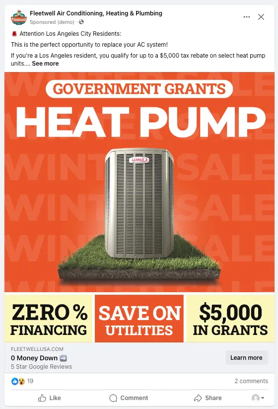 HVAC facebook ad idea