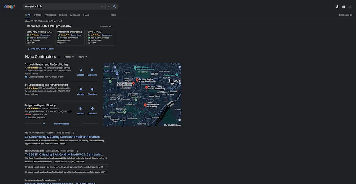 Appear on search results for your target HVAC keywords