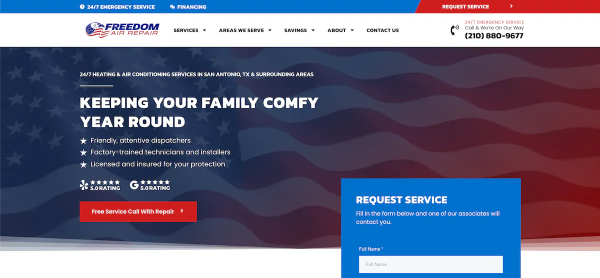 Modern website design for HVAC contractor for a client