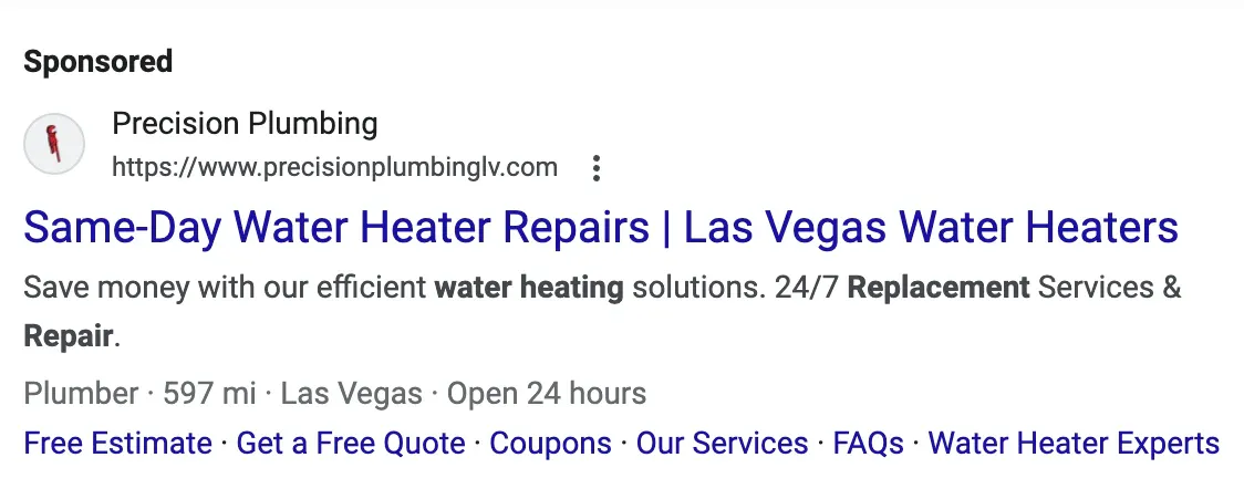 Plumber PPC Advertisement