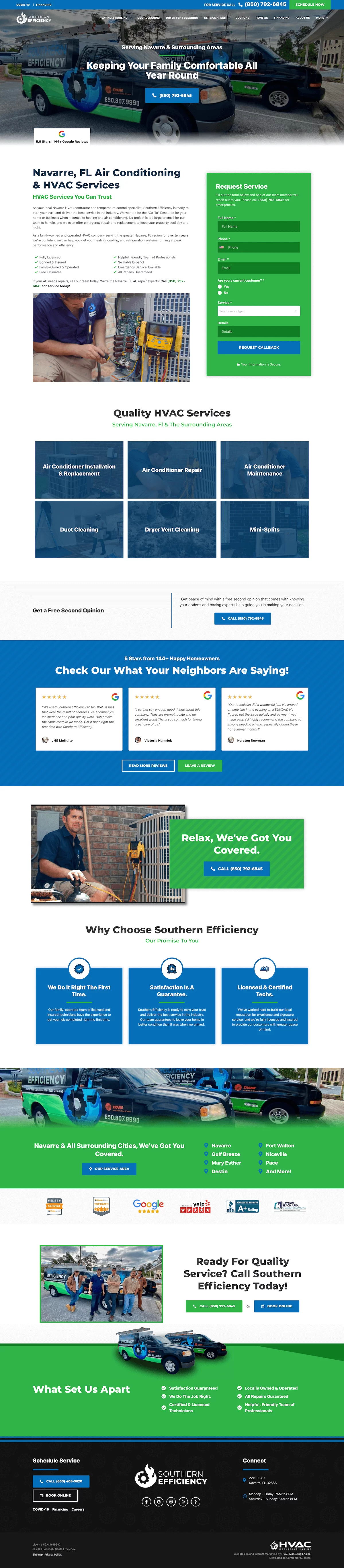 HVAC web design for Southern Efficiency